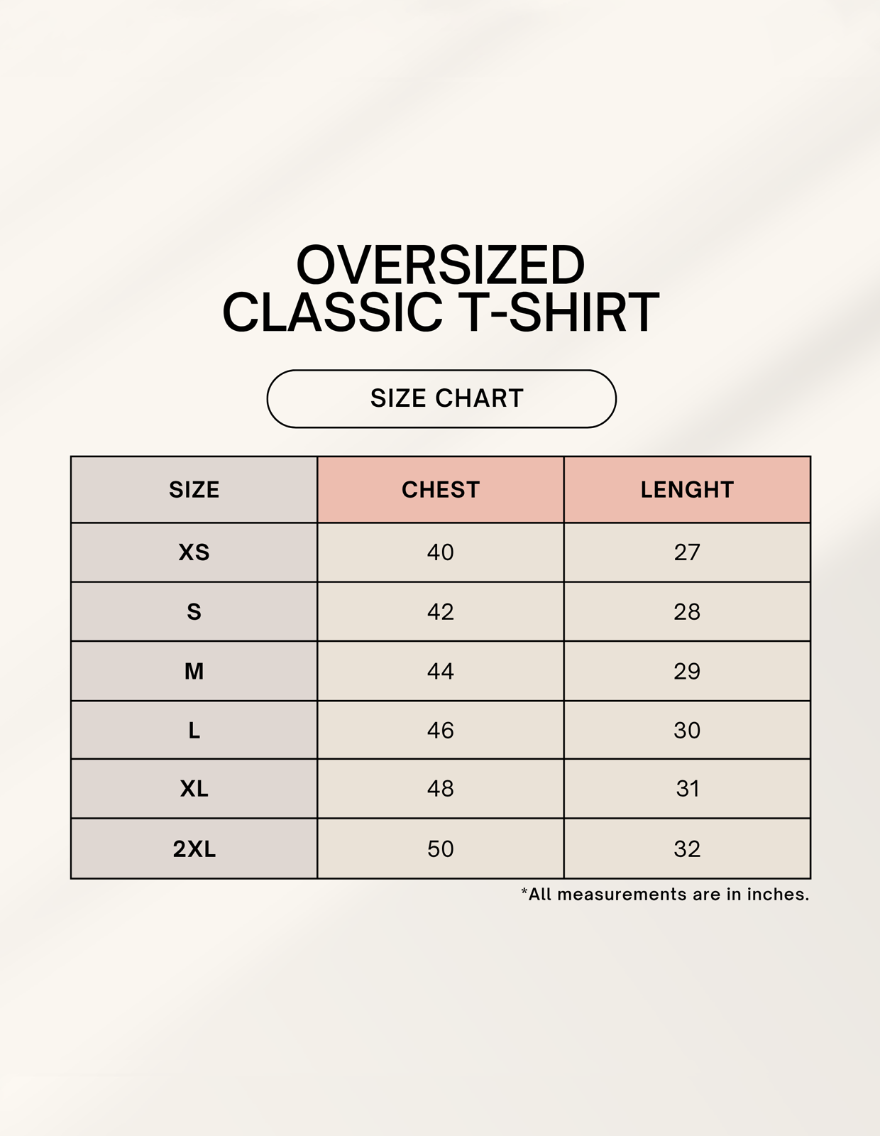 Aaronai Flow Oversized Tee – Size Chart