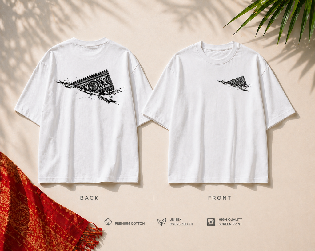 Aaronai Flow Oversized Tee — White T-Shirt / Black Design