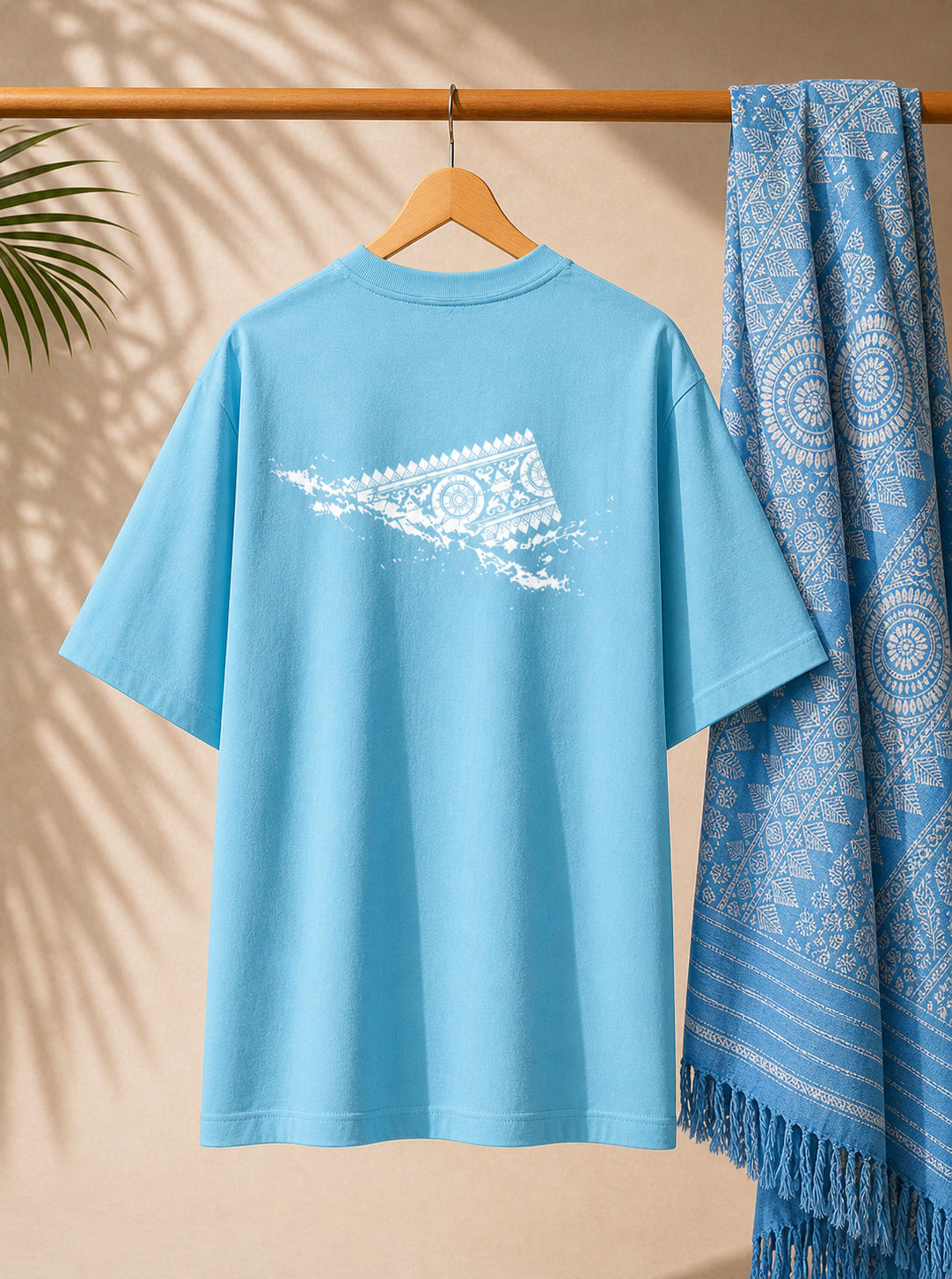 Aaronai Flow Oversized Tee — Baby Blue T-Shirt / White Design