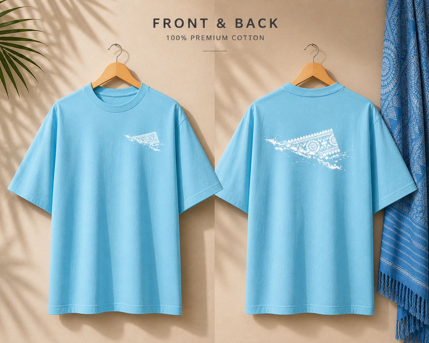 Aaronai Flow Oversized Tee — Baby Blue T-Shirt / White Design