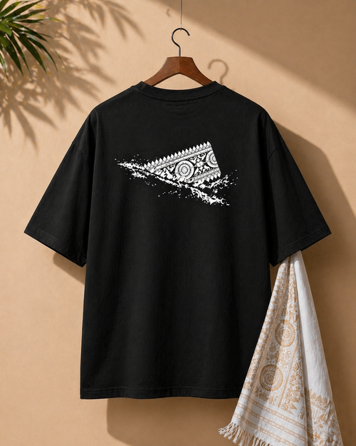 Aaronai Flow Oversized Tee — Black T-Shirt / White Design