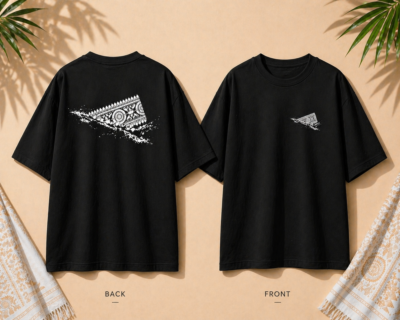 Aaronai Flow Oversized Tee — Black T-Shirt / White Design