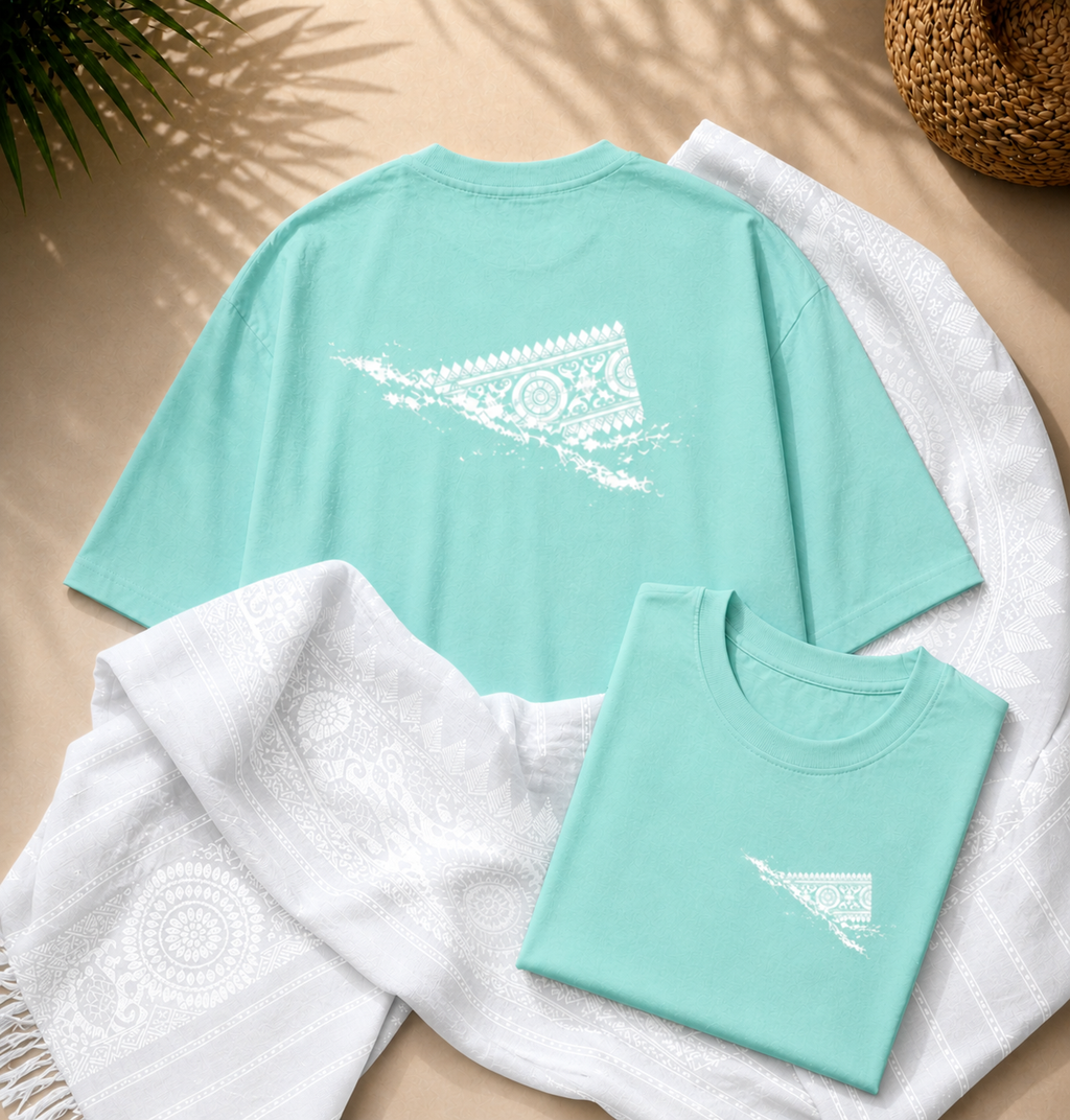Aaronai Flow Oversized Tee — Mint T-Shirt with White Design — Aagordrip premium streetwear