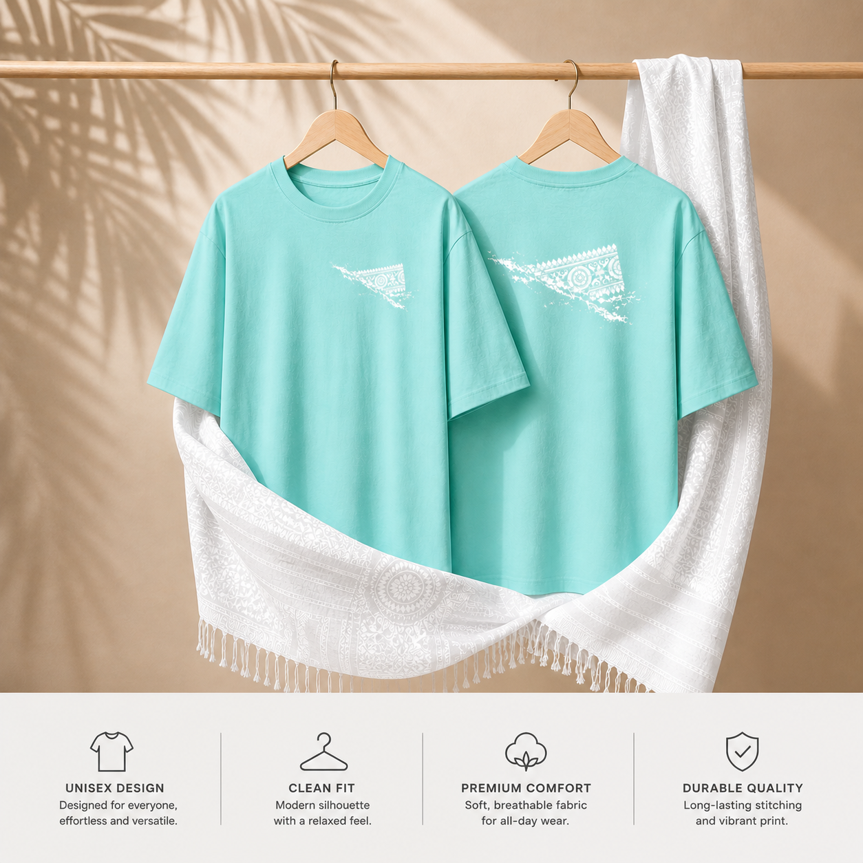 Aaronai Flow Oversized Tee — Mint T-Shirt / White Design