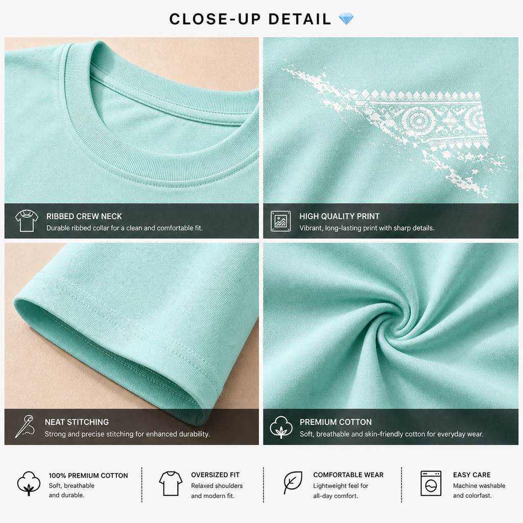 Aaronai Flow Oversized Tee — Mint T-Shirt / White Design